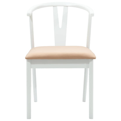 Dining Chair 2 pcs White and Brown Solid Rubber Wood