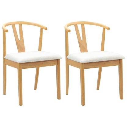 Dining Chair 2 pcs Natural and Light Solid Rubber Wood