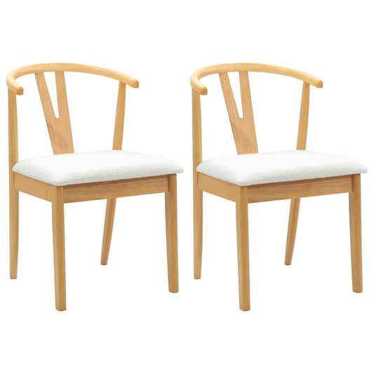Dining Chair 2 pcs Natural and Light Solid Rubber Wood