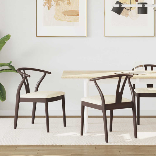 Dining Chair 2 pcs Light Brown and Light Solid Rubber Wood