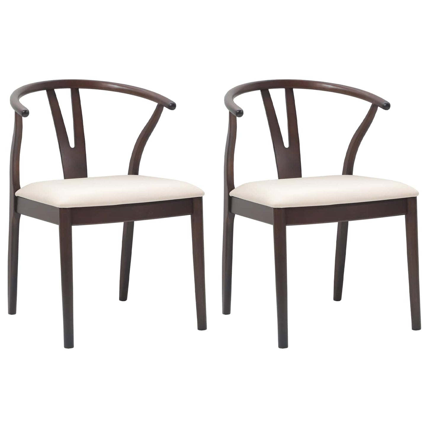 Dining Chair 2 pcs Light Brown and Light Solid Rubber Wood