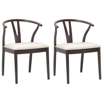 Dining Chair 2 pcs Light Brown and Light Solid Rubber Wood