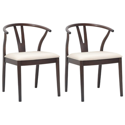 Dining Chair 2 pcs Light Brown and Light Solid Rubber Wood
