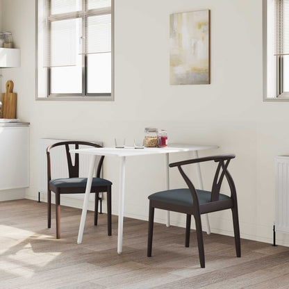 Dining Chair 2 pcs Light Brown and Black Solid Rubber Wood