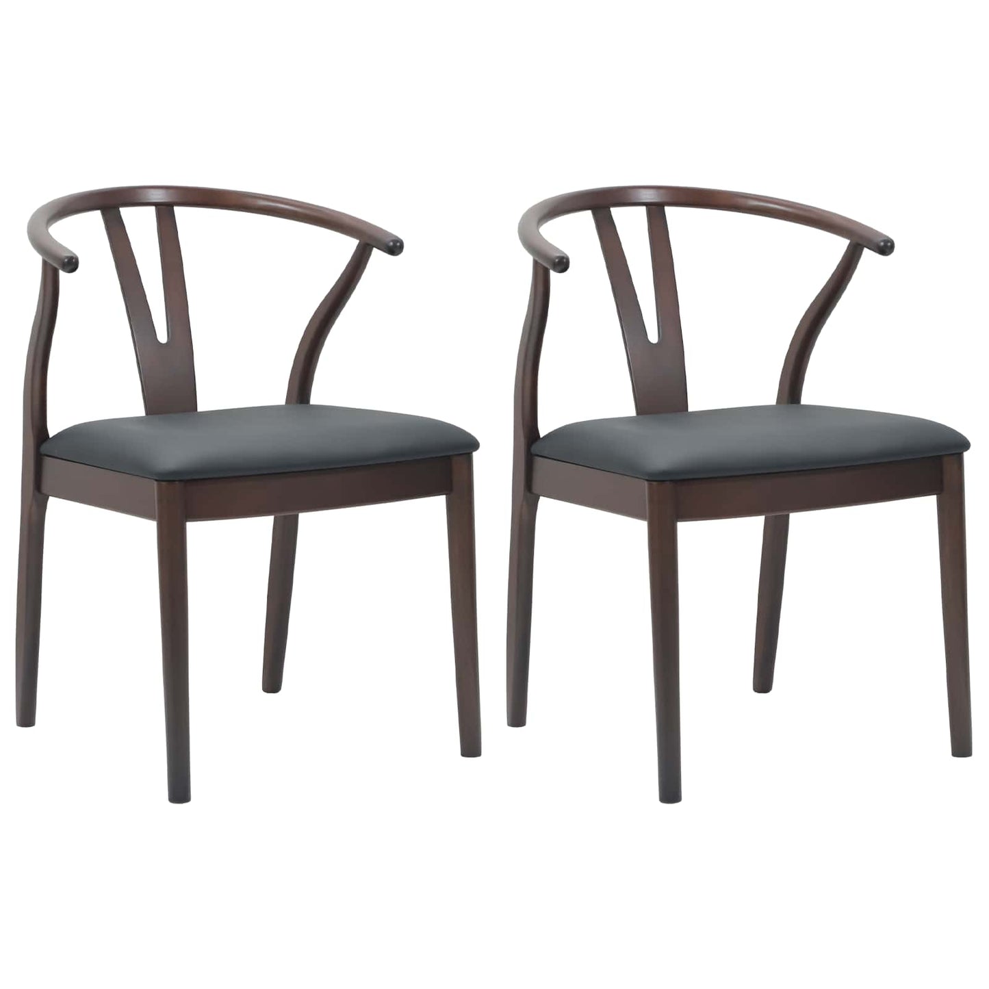 Dining Chair 2 pcs Light Brown and Black Solid Rubber Wood