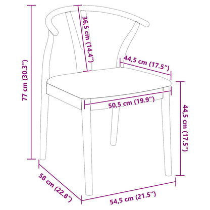 Dining Chair 2 pcs Light Brown and Black Solid Rubber Wood