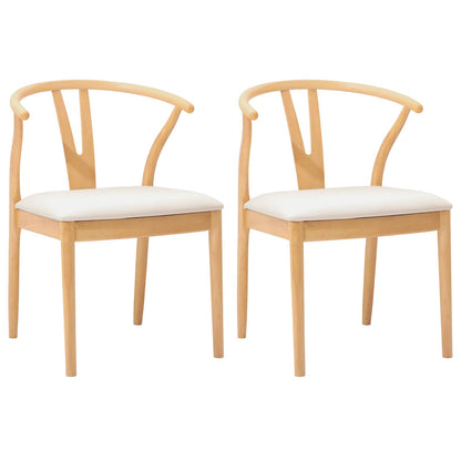 Dining Chair 2 pcs Natural and Light Solid Rubber Wood