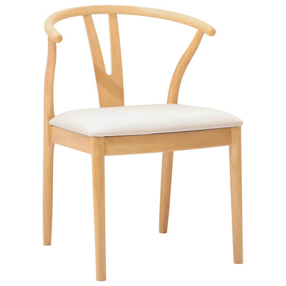 Dining Chair 2 pcs Natural and Light Solid Rubber Wood