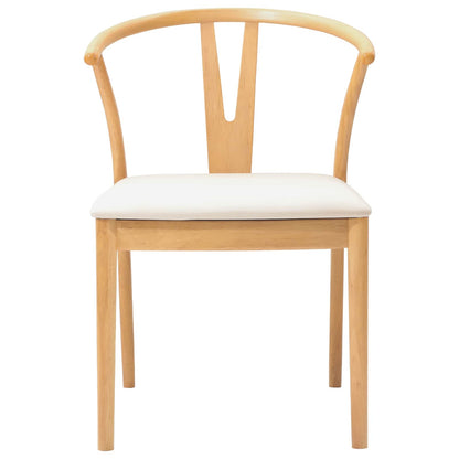 Dining Chair 2 pcs Natural and Light Solid Rubber Wood