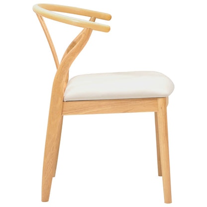 Dining Chair 2 pcs Natural and Light Solid Rubber Wood