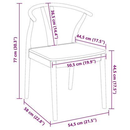 Dining Chair 2 pcs Natural Solid Rubber Wood