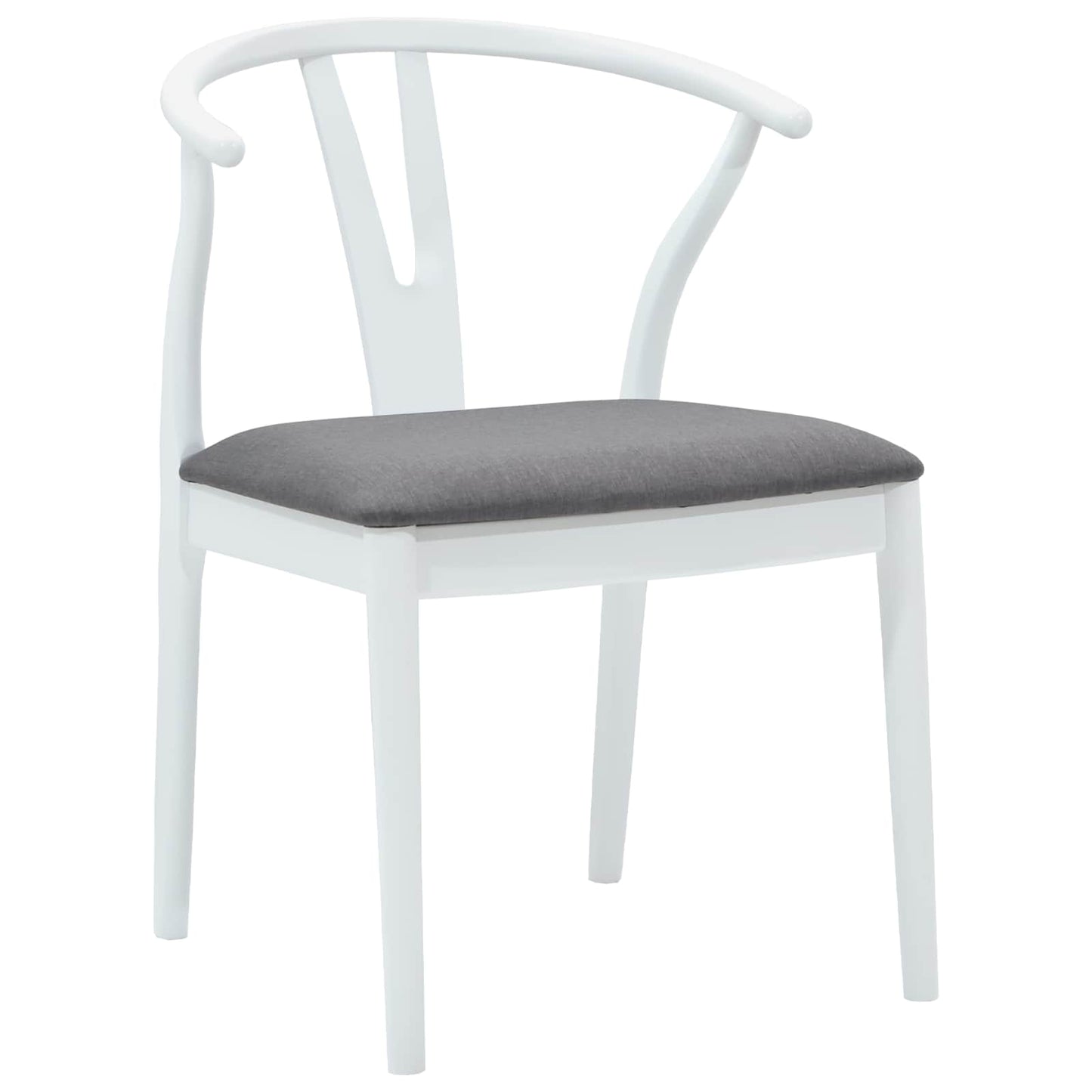 Dining Chair 2 pcs White and Grey Solid Rubber Wood