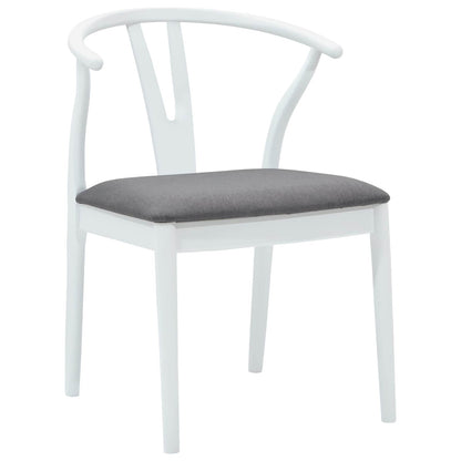 Dining Chair 2 pcs White and Grey Solid Rubber Wood