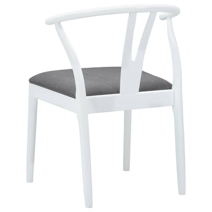 Dining Chair 2 pcs White and Grey Solid Rubber Wood