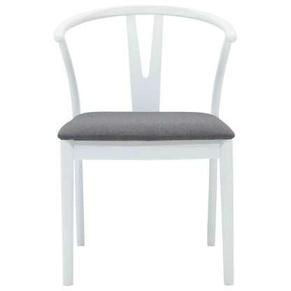 Dining Chair 2 pcs White and Grey Solid Rubber Wood