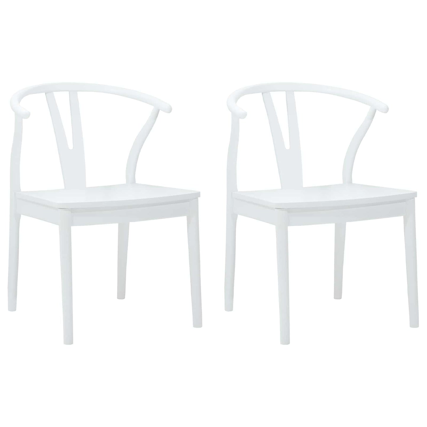 Dining Chair 2 pcs White and White Solid Rubber Wood
