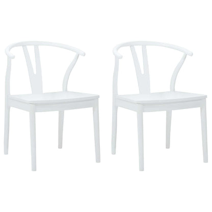 Dining Chair 2 pcs White and White Solid Rubber Wood