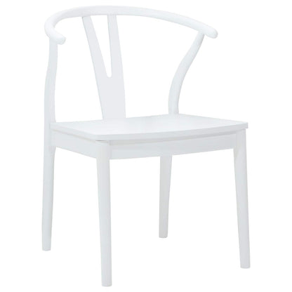 Dining Chair 2 pcs White and White Solid Rubber Wood