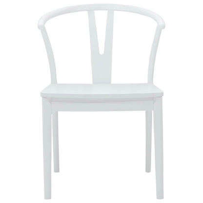 Dining Chair 2 pcs White and White Solid Rubber Wood