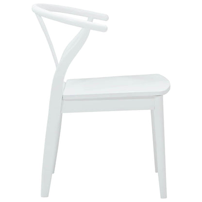 Dining Chair 2 pcs White and White Solid Rubber Wood