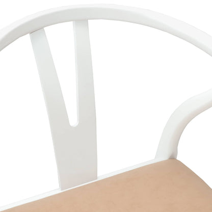 Dining Chair 2 pcs White and Brown Solid Rubber Wood