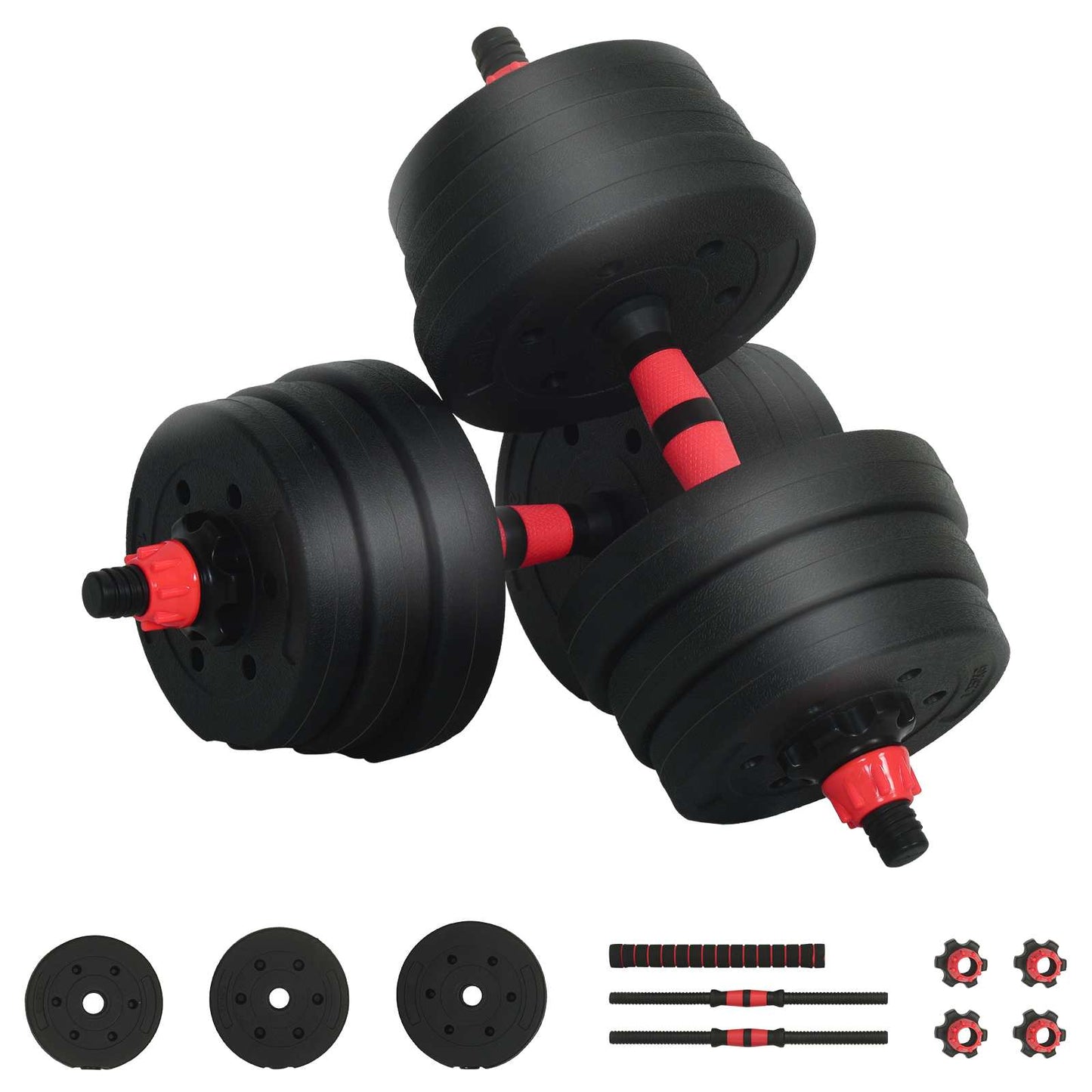 2-in-1 Dumbbell Barbell Set 20 kg Black and Red