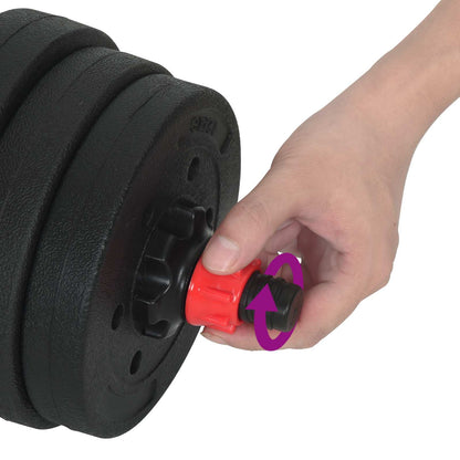 2-in-1 Dumbbell Barbell Set 20 kg Black and Red