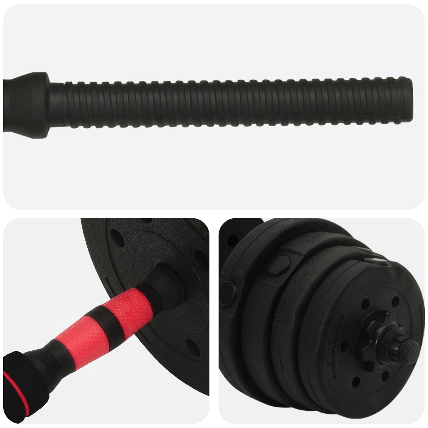 2-in-1 Dumbbell Barbell Set 30 kg Black and Red