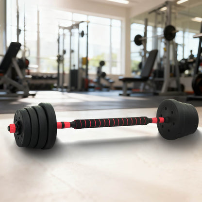 2-in-1 Dumbbell Barbell Set 30 kg Black and Red
