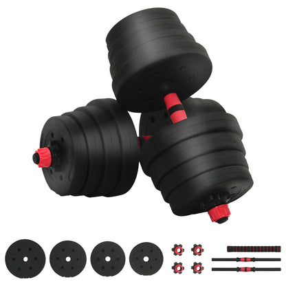 2-in-1 Dumbbell Barbell Set 30 kg Black and Red