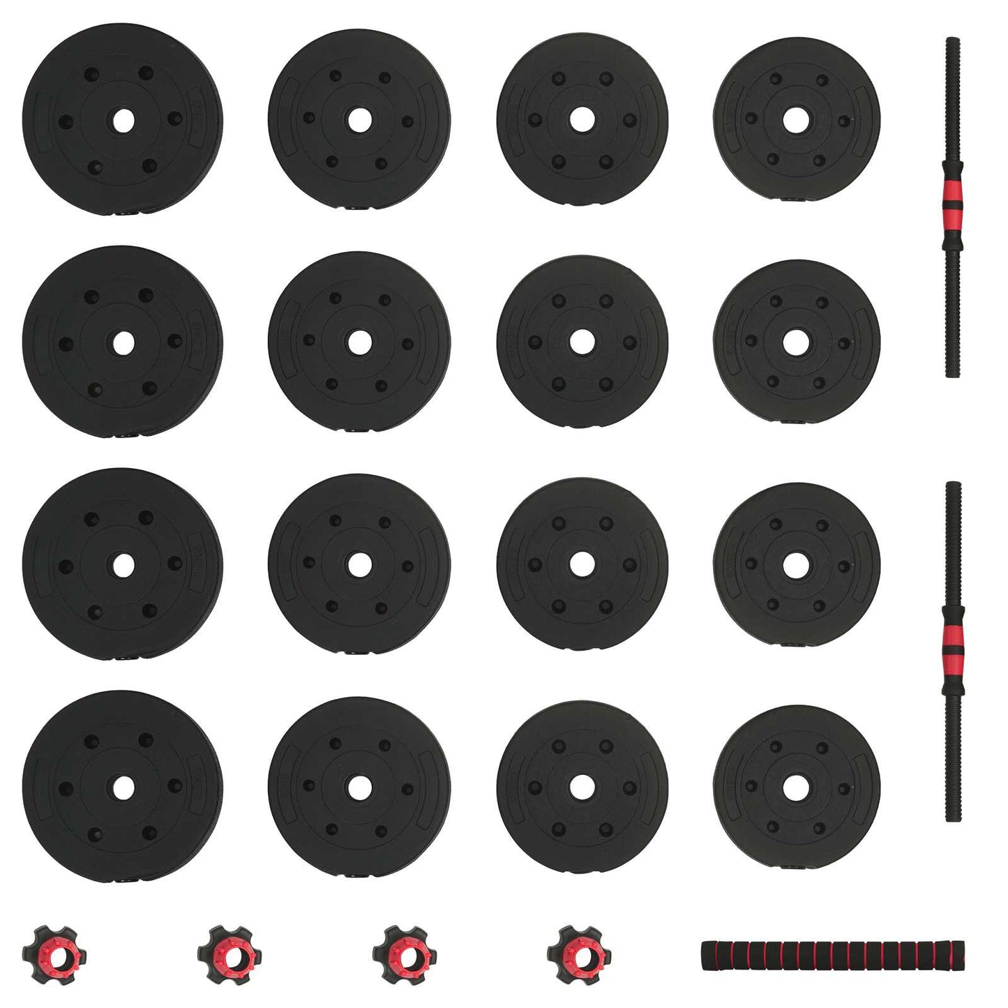 2-in-1 Dumbbell Barbell Set 30 kg Black and Red