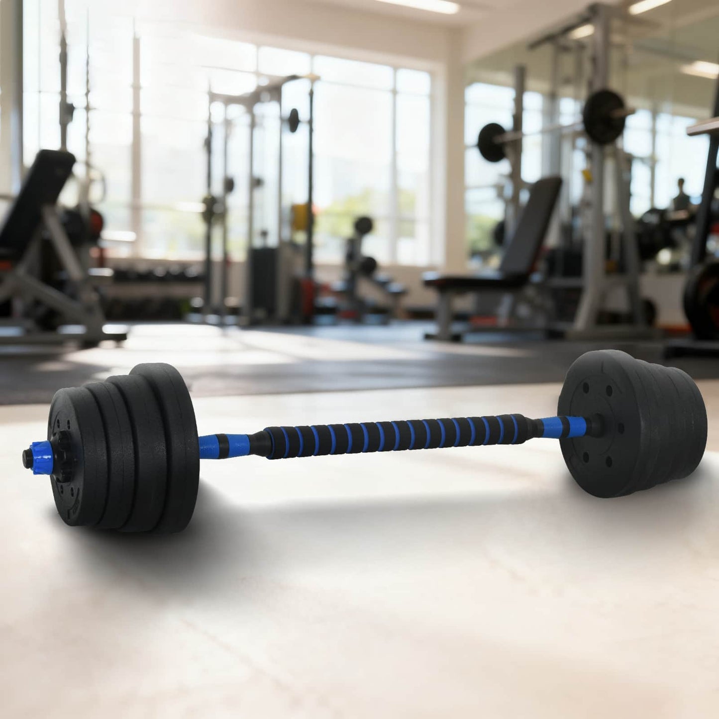 2-in-1 Dumbbell Barbell Set 30 kg Black and Blue