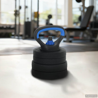 4-in-1 Dumbbell Barbell Kettlebell Set 20 kg Black and Blue