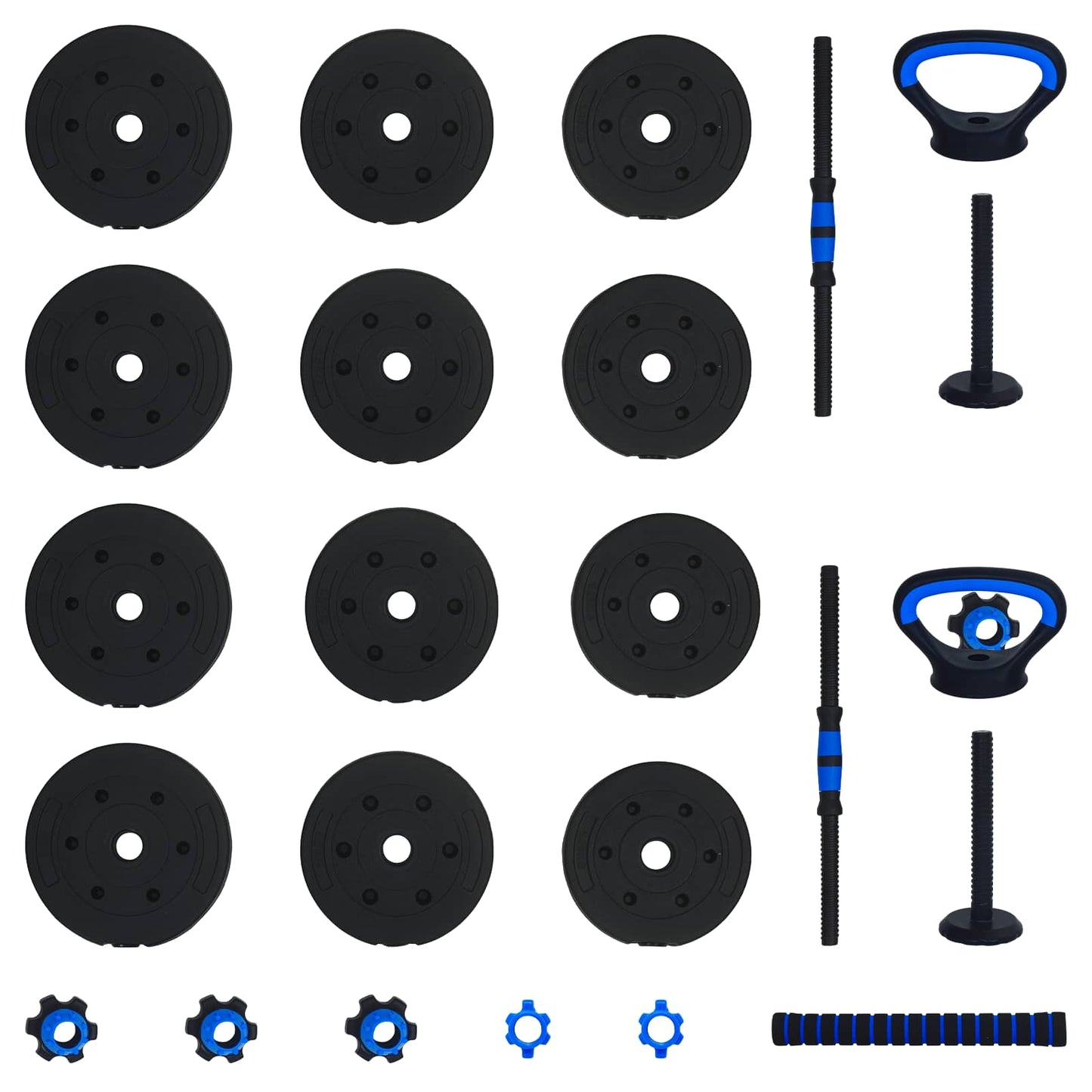 4-in-1 Dumbbell Barbell Kettlebell Set 20 kg Black and Blue
