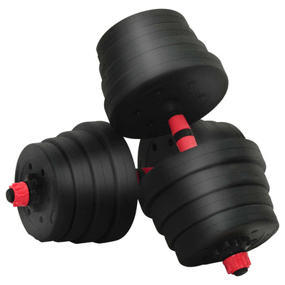 4-in-1 Dumbbell Barbell Kettlebell Set 30 kg Black and Red