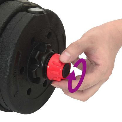 4-in-1 Dumbbell Barbell Kettlebell Set 30 kg Black and Red
