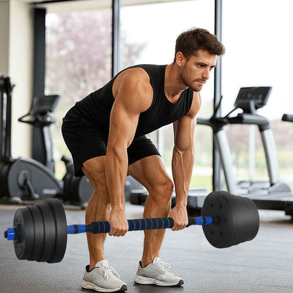 4-in-1 Dumbbell Barbell Kettlebell Set 30 kg Black and Blue