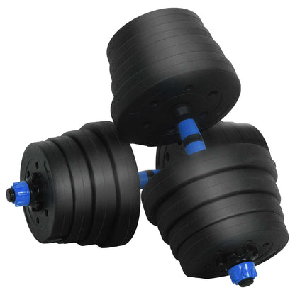 4-in-1 Dumbbell Barbell Kettlebell Set 30 kg Black and Blue