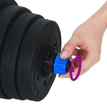 4-in-1 Dumbbell Barbell Kettlebell Set 30 kg Black and Blue