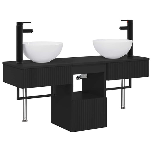 Bathroom Furniture Set 3 pcs Black Engineered Wood