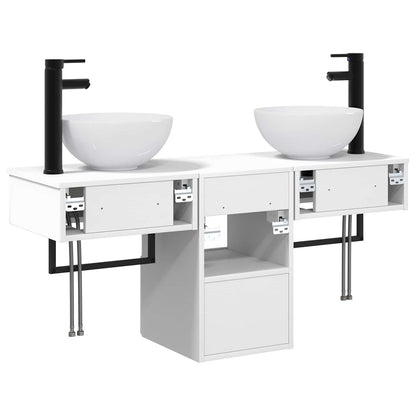 Bathroom Furniture Set 3 pcs High Gloss White Engineered Wood