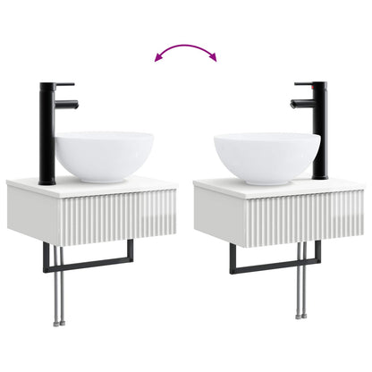 Bathroom Furniture Set 3 pcs High Gloss White Engineered Wood