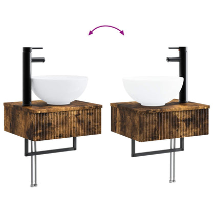Bathroom Furniture Set 3 pcs Smoked Oak Engineered Wood