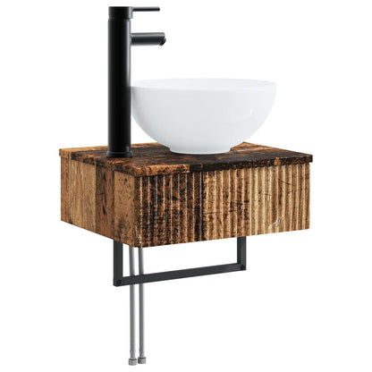 Bathroom Furniture Set 3 pcs Old Wood Engineered Wood