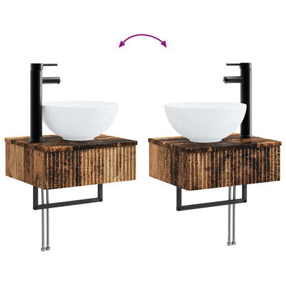 Bathroom Furniture Set 3 pcs Old Wood Engineered Wood