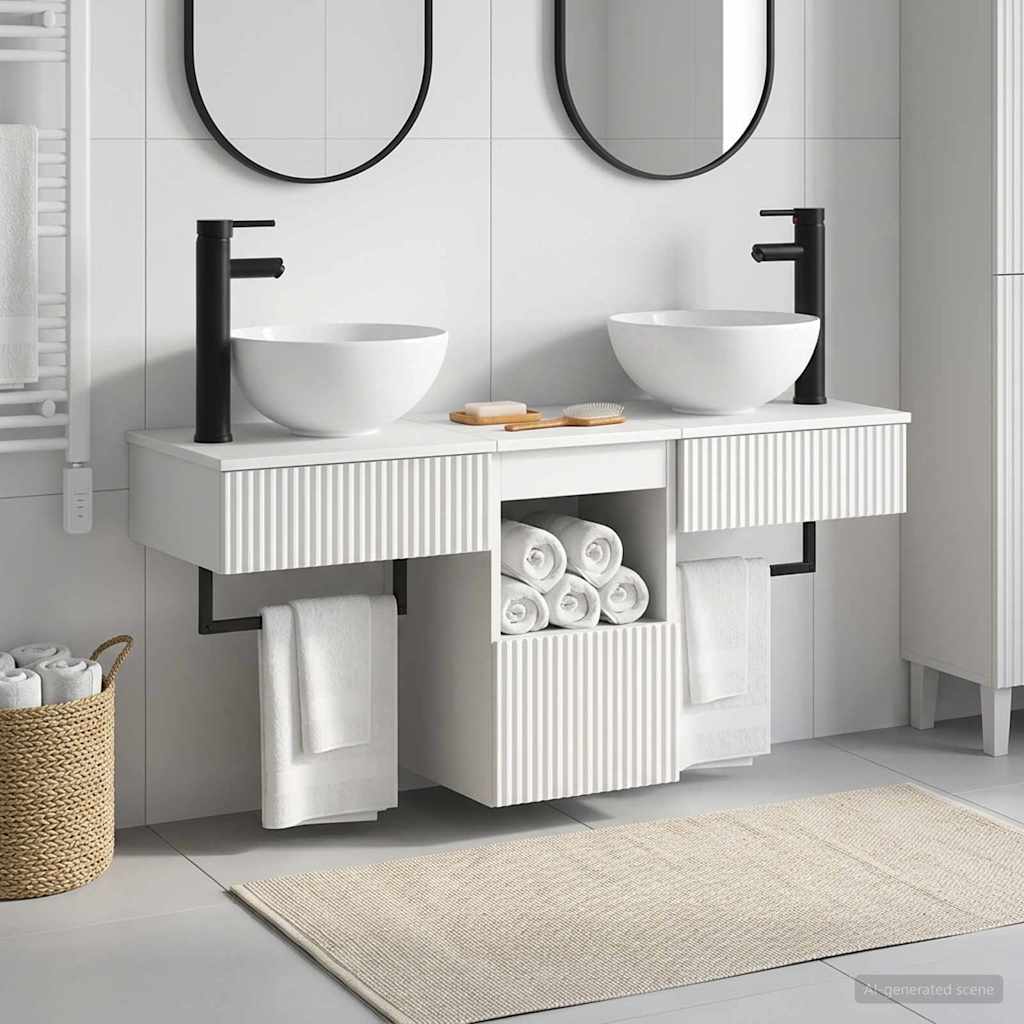 Bathroom Furniture Set 3 pcs White Engineered Wood