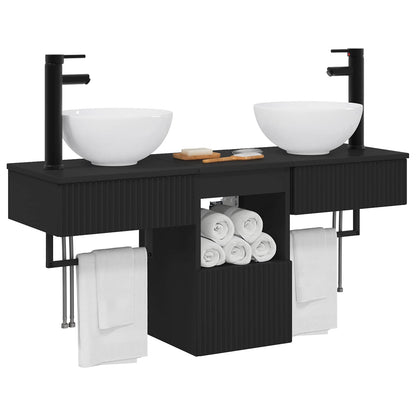 Bathroom Furniture Set 3 pcs Black Engineered Wood
