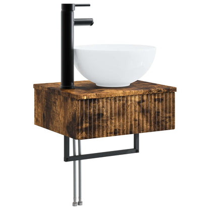 Bathroom Furniture Set 3 pcs Smoked Oak Engineered Wood