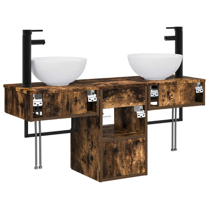Bathroom Furniture Set 3 pcs Smoked Oak Engineered Wood