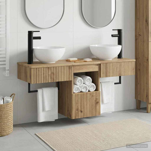 Bathroom Furniture Set 3 pcs Artisan Oak Engineered Wood
